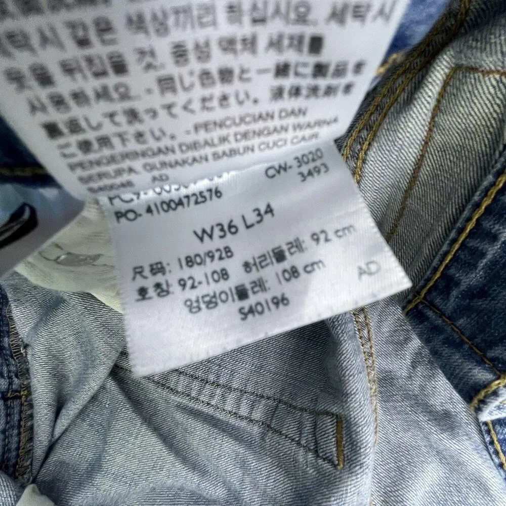Levis 569 Jeans Mens 36x34 Blue Denim Light Wash Loose Straight Baggy Y2K